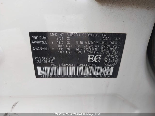 4S4WMAGD8M3442005 Subaru Ascent Touring