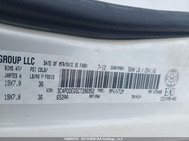 Продаж на аукціоні авто 2012 Dodge Journey R/t Rallye, vin: 3C4PDDEG5CT396952, номер лоту: 12566327