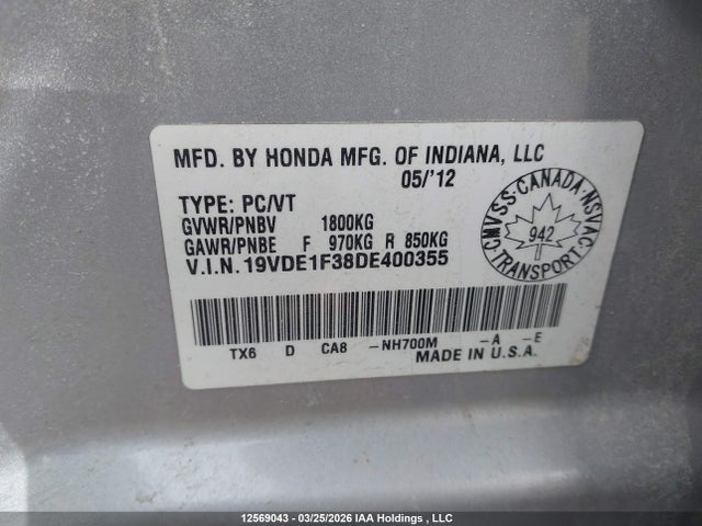 Aukcja sprzedaży 2013 Acura Ilx, vin: 19VDE1F38DE400355, numer aukcji: 12569043