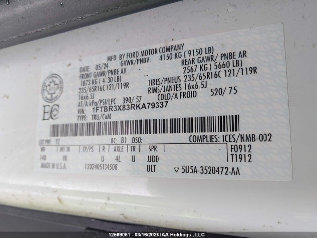 1FTBR3X83RKA79337 Ford Transit T-250