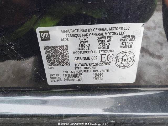 1GT4UWEY1SF227897 GMC SIERRA 3500HD