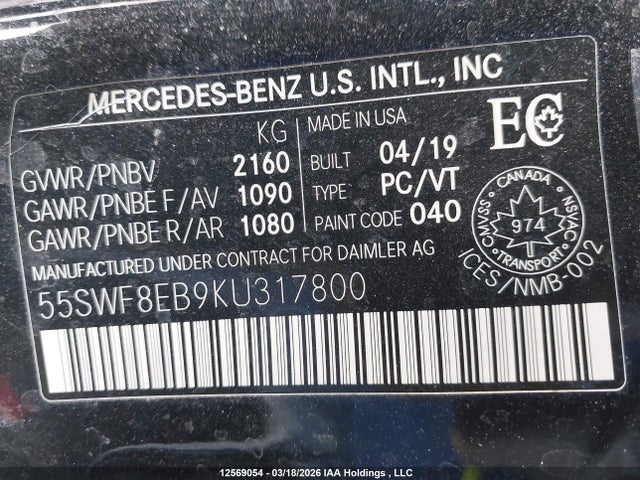 55SWF8EB9KU317800 Mercedes-Benz C 300 4matic