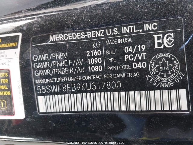 55SWF8EB9KU317800 Mercedes-Benz C 300 4matic