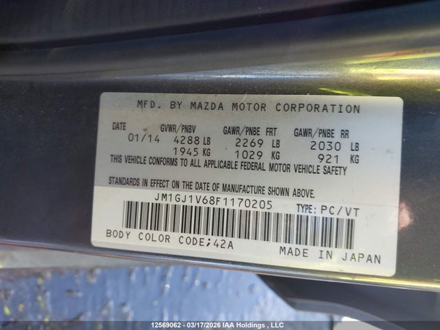 JM1GJ1V68F1170205 Mazda 6 TOURING