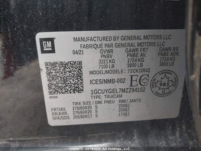 1GCUYGEL7MZ294102 Chevrolet Silverado 1500 Ltz