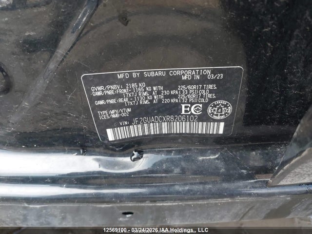 Aukcja sprzedaży 2024 Subaru Crosstrek Premium, vin: JF2GUADCXR8206102, numer aukcji: 12569100