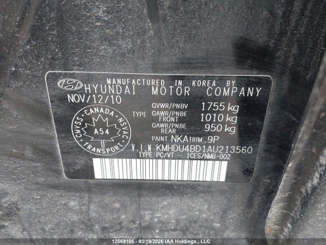 Продажа на аукционе авто 2010 Hyundai Elantra Gl, vin: KMHDU4BD1AU213560, номер лота: 12569105