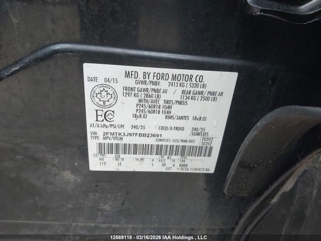 Ford EDGE SEL 2015 2FMTK3J97FBB23691 Image 9