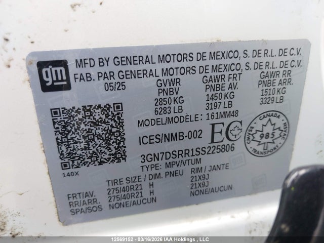 Продаж на аукціоні авто 2025 Chevrolet Equinox Rs, vin: 3GN7DSRR1SS225806, номер лоту: 12569152