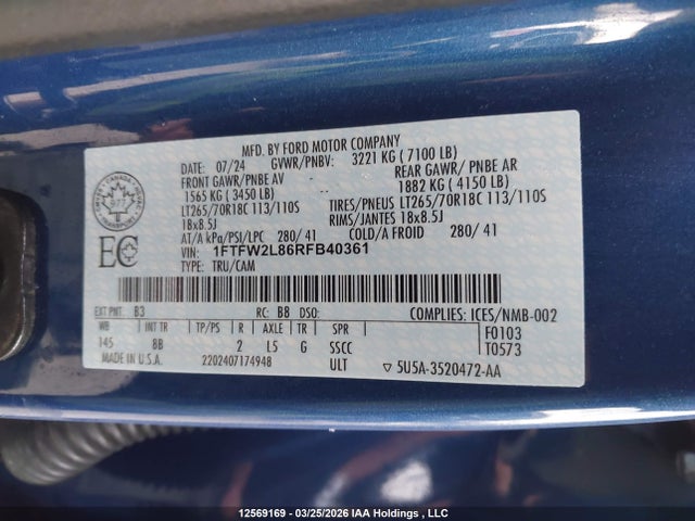 2024 Ford F-150 Stx მანქანა იყიდება აუქციონზე, vin: 1FTFW2L86RFB40361, აუქციონის ნომერი: 12569169