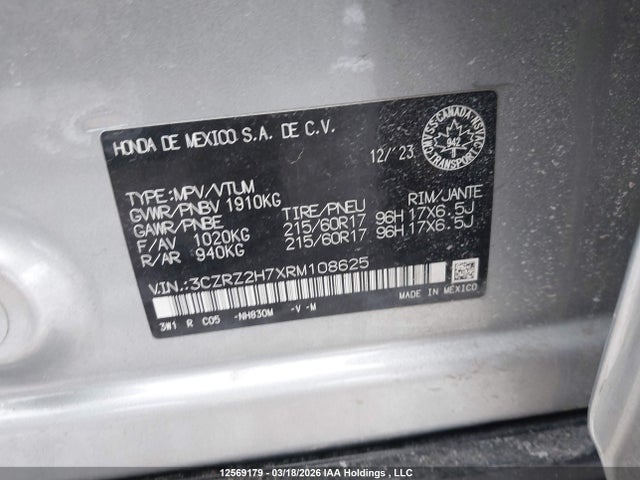3CZRZ2H7XRM108625 Honda HR-V