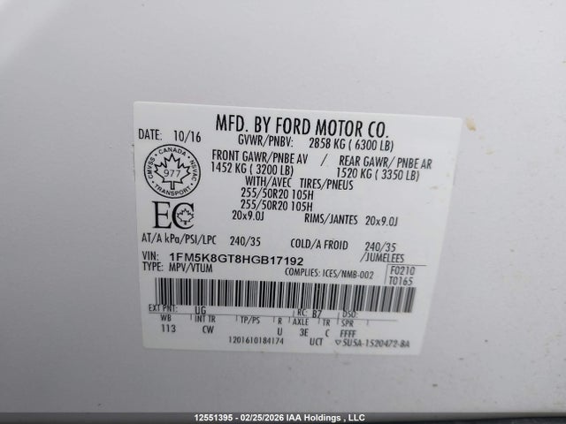 1FM5K8GT8HGB17192 Ford EXPLORER SPORT