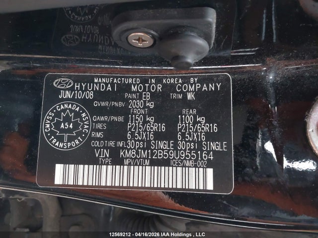 Продажа на аукционе авто 2009 Hyundai Tucson Gls, vin: KM8JM12B59U955164, номер лота: 12569212
