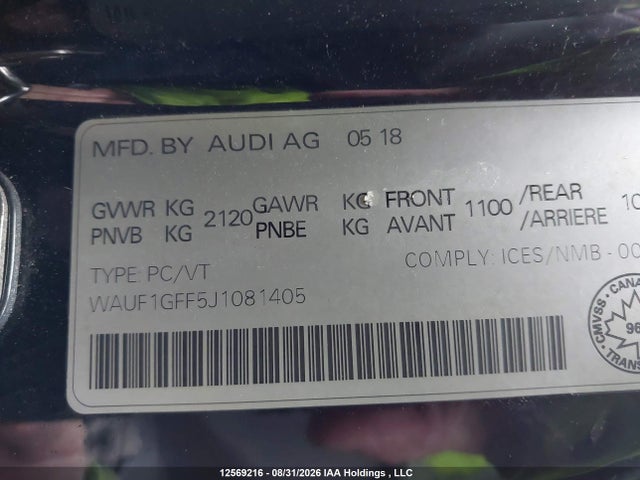 Продажа на аукционе авто 2018 Audi S3 2.0t Technik, vin: WAUF1GFF5J1081405, номер лота: 12569216