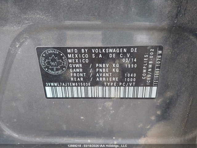 3VWML7AJ1EM615036 Volkswagen JETTA TDI