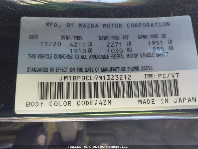 JM1BPBCL9M1323212 Mazda 3 Preferred
