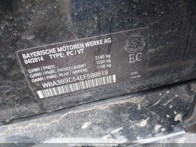 Продажа на аукционе авто 2014 Bmw 335 Xi, vin: WBA3B9C54EF588618, номер лота: 12569268