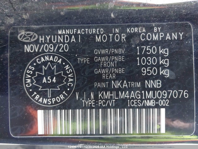 KMHLM4AG1MU097076 Hyundai Elantra