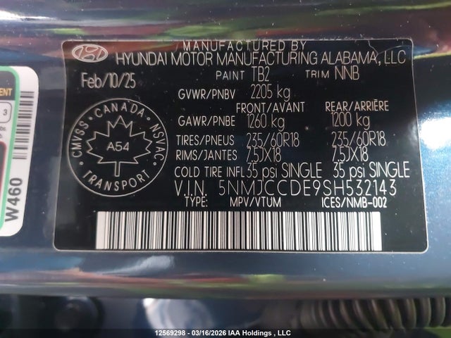 5NMJCCDE9SH532143 Hyundai Tucson