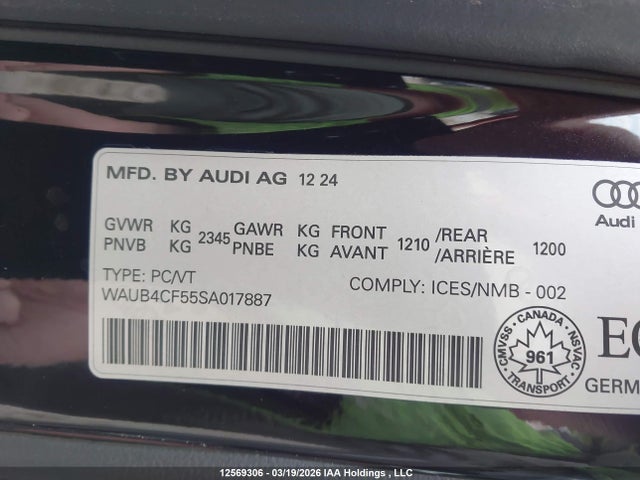 WAUB4CF55SA017887 Audi S5 Prestige
