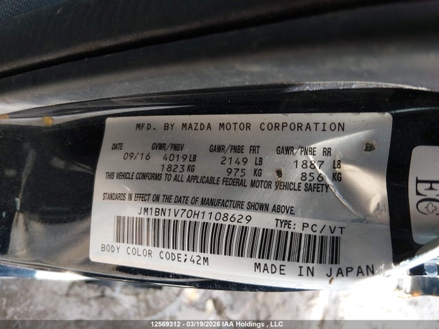 Mazda Mazda3 Gs 2017 JM1BN1V70H1108629 Image 9