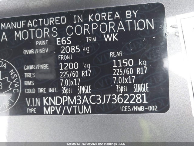 Aukcja sprzedaży 2018 Kia Sportage Lx, vin: KNDPM3AC3J7362281, numer aukcji: 12569313