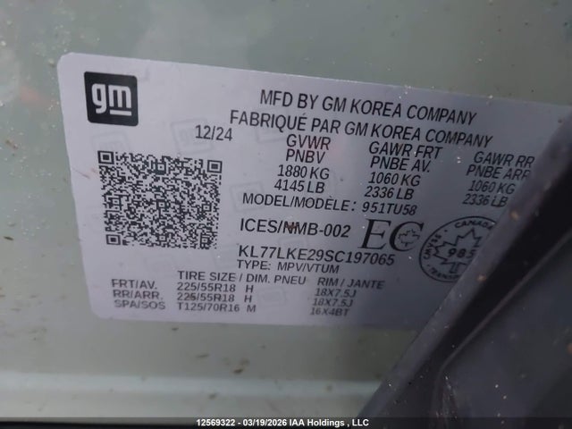 KL77LKE29SC197065 Chevrolet Trax Activ Fwd
