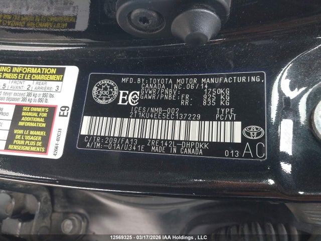 Продажа на аукционе авто 2014 Toyota Matrix Wagon, vin: 2T1KU4EE5EC137229, номер лота: 12569325