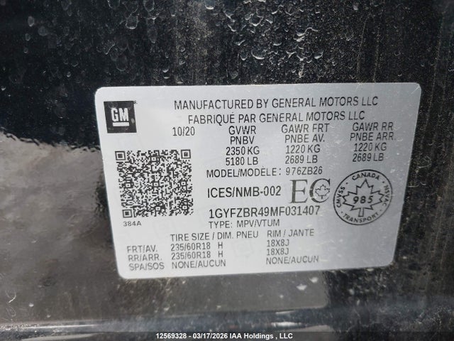 1GYFZBR49MF031407 Cadillac Xt4 Luxury