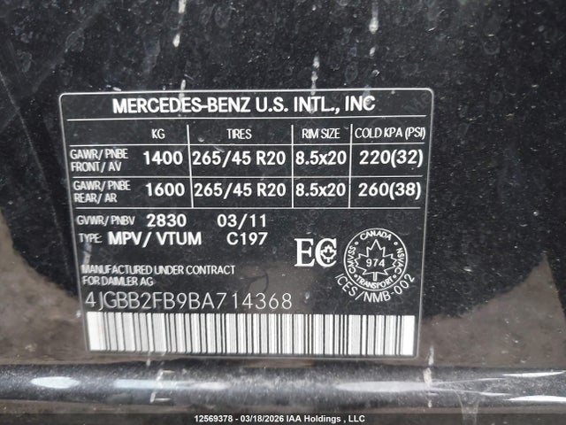 Продаж на аукціоні авто 2011 Mercedes-benz Ml 350 Bluetec 4matic, vin: 4JGBB2FB9BA714368, номер лоту: 12569378