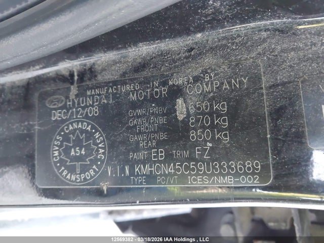 Продажа на аукционе авто 2009 Hyundai Accent 25th Anniversary/gl/gls/l, vin: KMHCN45C59U333689, номер лота: 12569382
