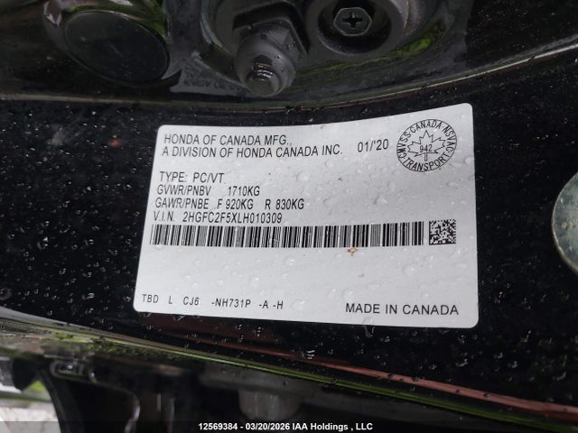 2HGFC2F5XLH010309 Honda Civic Lx
