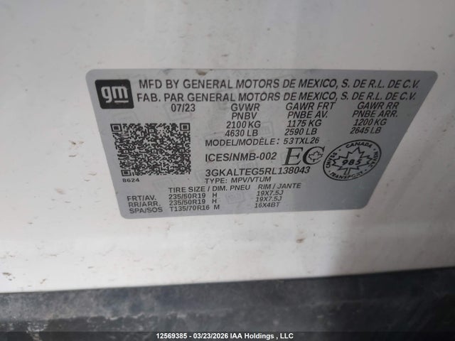 Aukcja sprzedaży 2024 Gmc Terrain Sle, vin: 3GKALTEG5RL138043, numer aukcji: 12569385