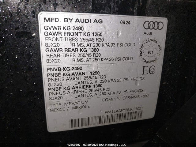 WA1EAAFY2S2021021 Audi Q5 Premium Plus 45