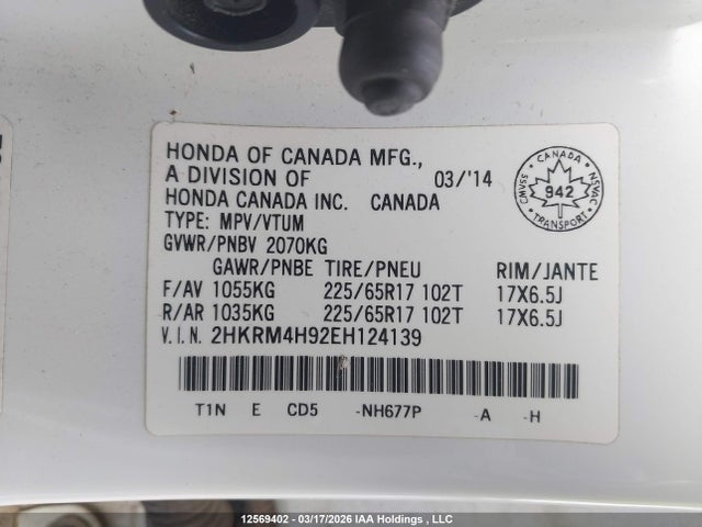 2HKRM4H92EH124139 Honda CR-V