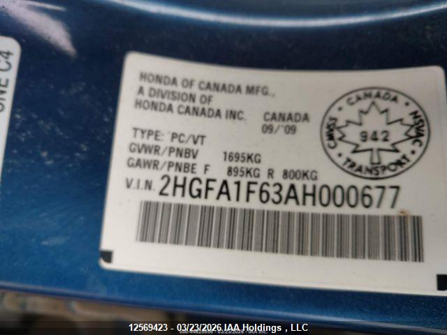 Aukcja sprzedaży 2010 Honda Civic, vin: 2HGFA1F63AH000677, numer aukcji: 12569423
