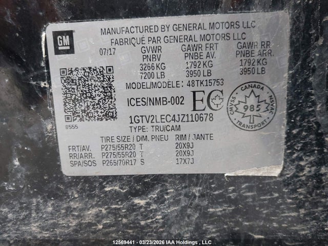 1GTV2LEC4JZ110678 GMC SIERRA 1500