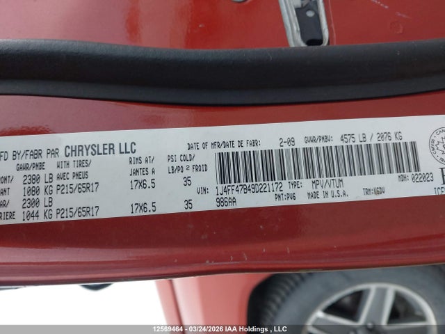 Aukcja sprzedaży 2009 Jeep Compass Sport, vin: 1J4FF47B49D221172, numer aukcji: 12569464