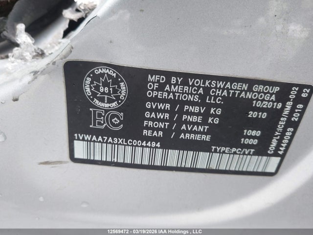 1VWAA7A3XLC004494 Volkswagen Passat