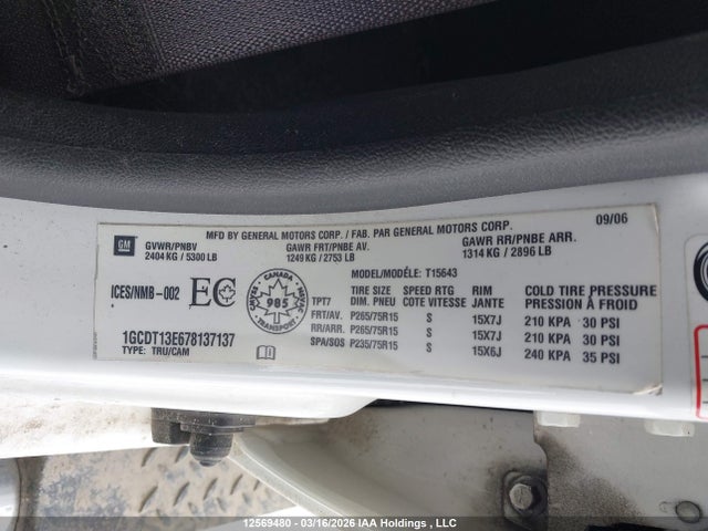 Продаж на аукціоні авто 2007 Chevrolet Colorado, vin: 1GCDT13E678137137, номер лоту: 12569480