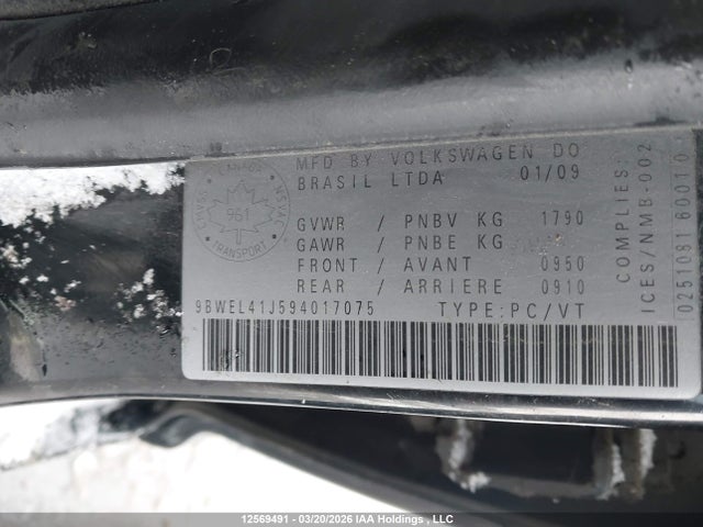 Продаж на аукціоні авто 2009 Volkswagen City Golf 2.0l, vin: 9BWEL41J594017075, номер лоту: 12569491