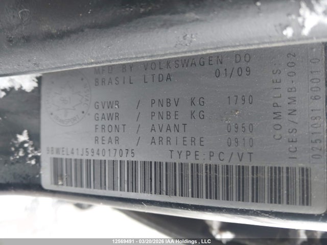 Продаж на аукціоні авто 2009 Volkswagen City Golf 2.0l, vin: 9BWEL41J594017075, номер лоту: 12569491