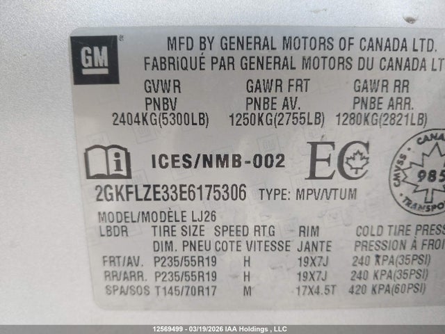 12569499 :رقم المزاد ، 2GKFLZE33E6175306 vin ، 2014 Gmc Terrain Denali مزاد بيع