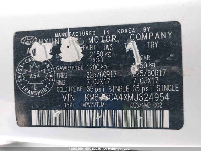 KM8J3CA4XMU324954 Hyundai Tucson Limited/sel/sport/ultimate/value