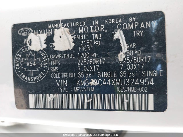 KM8J3CA4XMU324954 Hyundai Tucson Limited/sel/sport/ultimate/value