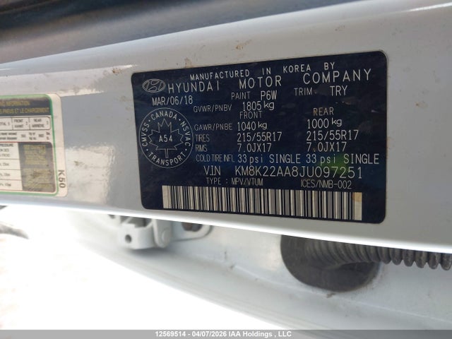 KM8K22AA8JU097251 Hyundai Kona 2.0l Preferred
