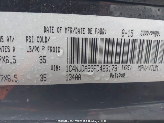 Продажа на аукционе авто 2015 Jeep Compass Sport/north, vin: 1C4NJDAB3FD423179, номер лота: 12569516