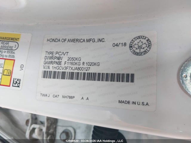 1HGCV3F7XJA800127 Honda ACCORD HYBRID