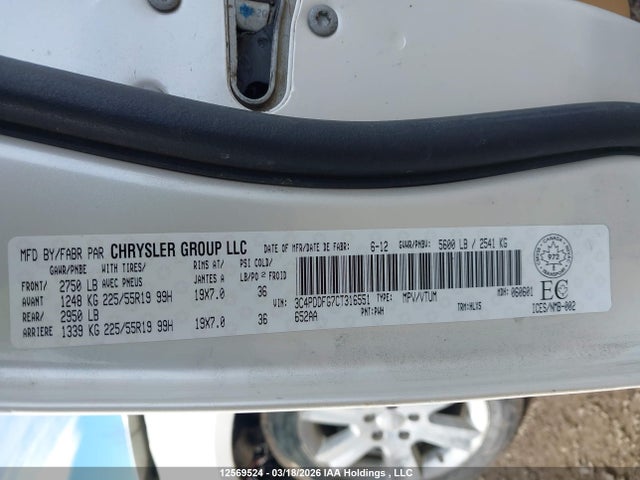 Продажа на аукционе авто 2012 Dodge Journey R/t, vin: 3C4PDDFG7CT316551, номер лота: 12569524