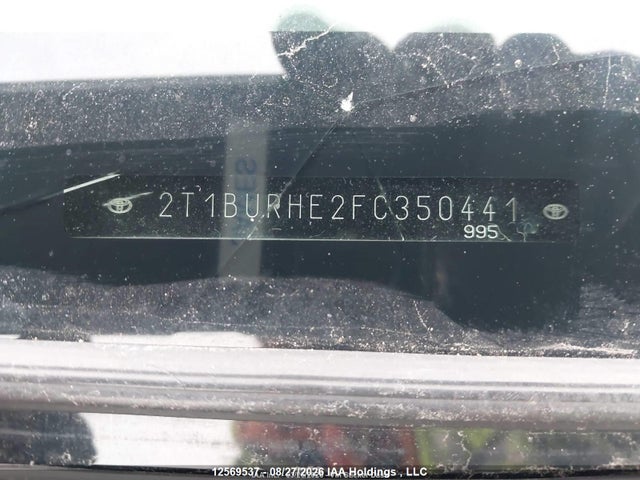 2015 Toyota Corolla Le მანქანა იყიდება აუქციონზე, vin: 2T1BURHE2FC350441, აუქციონის ნომერი: 12569537